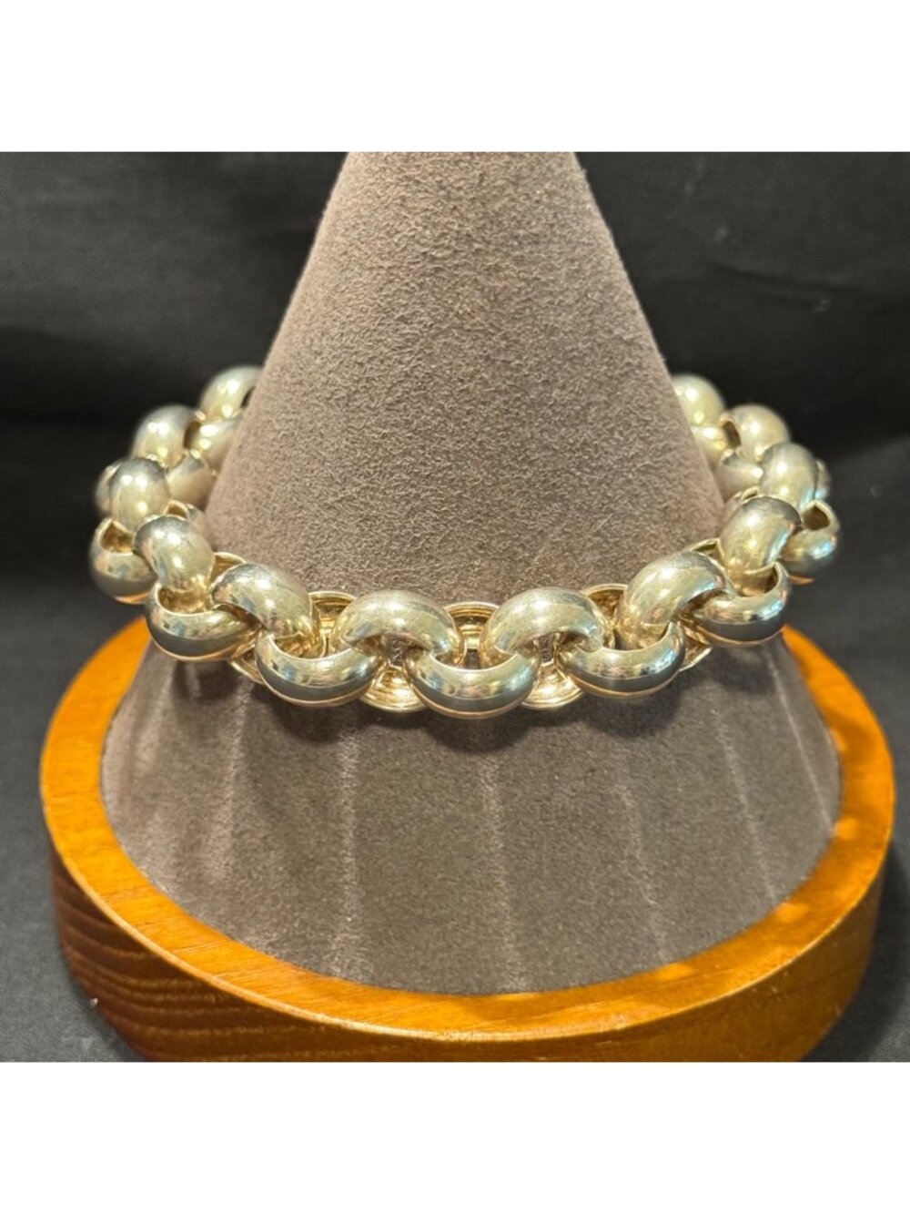 Solid Sterling Silver 925 Chunky Round Link Chain Bracelet Size 8.25" Length